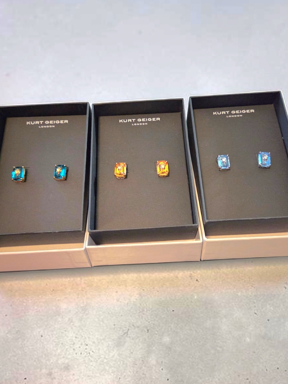 Kurt Geiger Emerald Cut Crystal Eagle Head Stud Earrings,Fuschia/Blue Pick 1,NIB